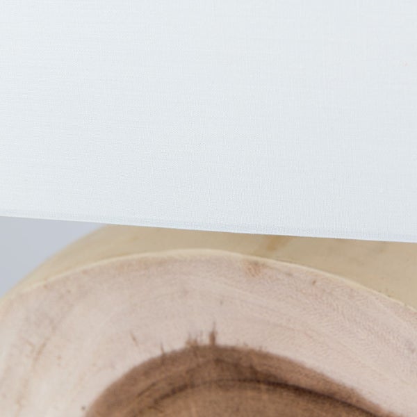 Tischleuchte mit Lampenschirm und Holzfuß