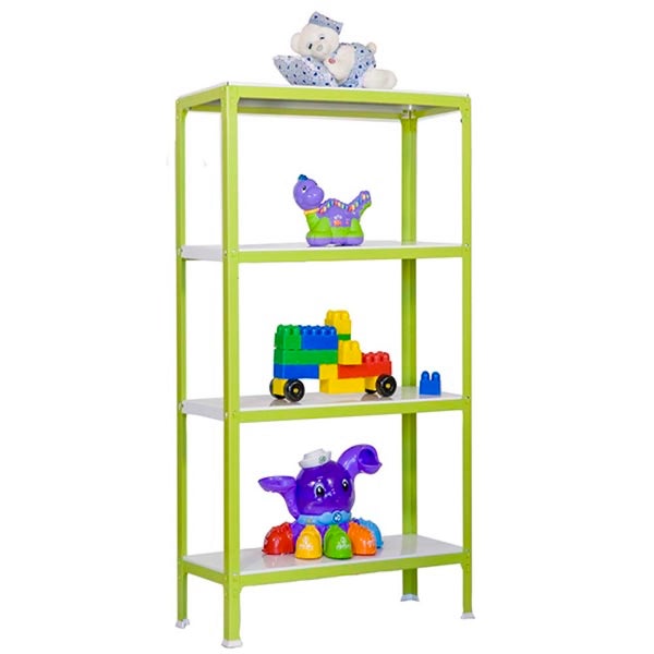 PROREGAL Wohnregal Living Koala Metal mit 4 Fachböden HxBxT 160 x 100 x 30 cm Fachlast 150 kg Grün/Weiß