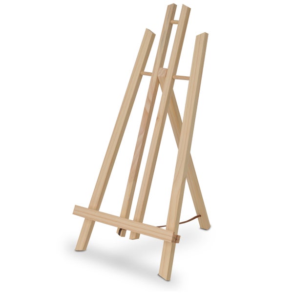 Künstlerstaffelei aus hellem Holz als Standmodell für Leinwände