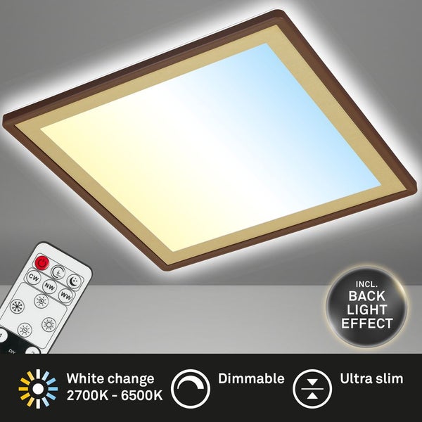 LED Panel Deckenlampe Deckenleuchte Backlight slim 22W braun gold Briloner