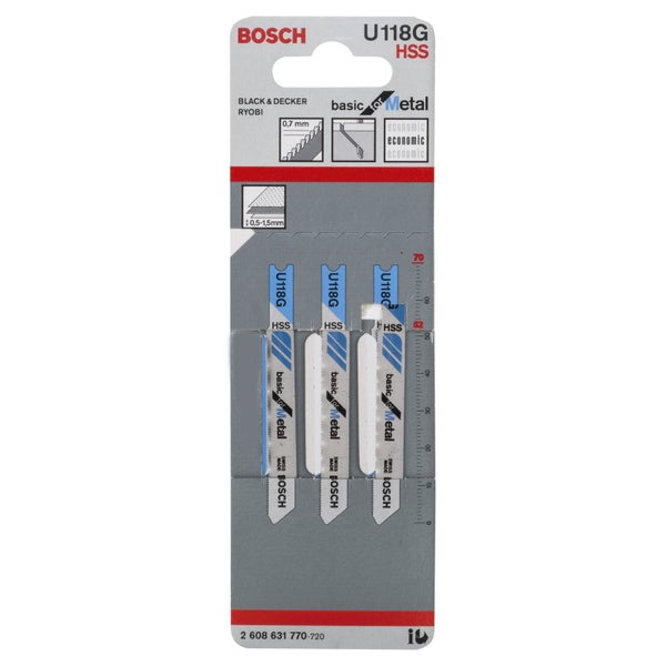 Bosch 3x Stichsägeblatt U 118 G Basic for Metal - 2608631770