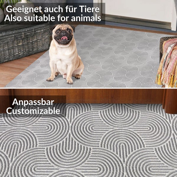 Anpassbare Fußmatte mit grafischem Muster und einem Mops
