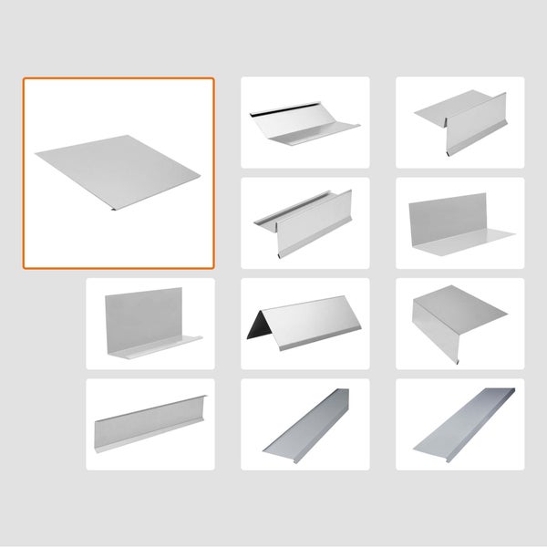 Flaches Dachprofil aus Metall mit kleiner Kante für den Dachrand.
