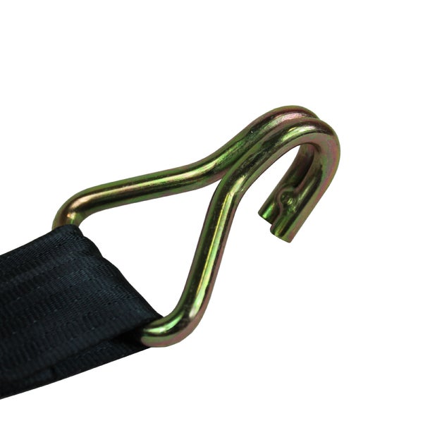 Spannhaken mit Metallhaken und schwarzem Textilspanngurt zur Ladungssicherung