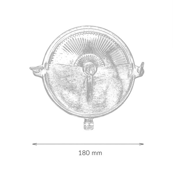 Abbildung einer Leuchte mit einer Abmessung von 180 mm.