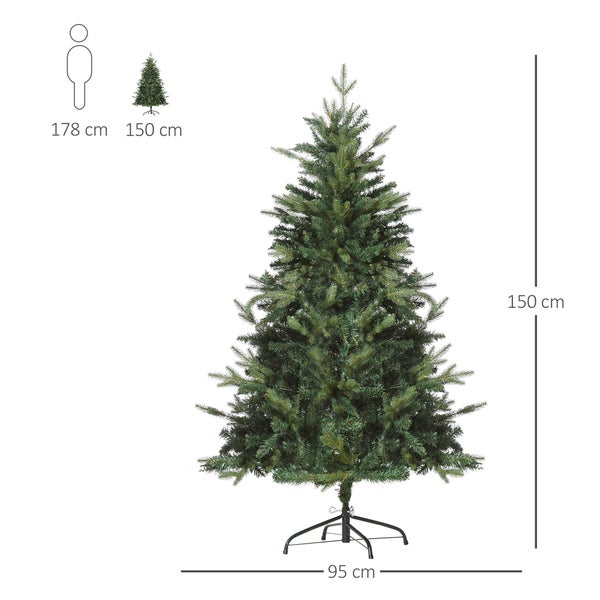 HOMCOM Weihnachtsbaum, Ø95 x 150H cm, PVC, Grün
