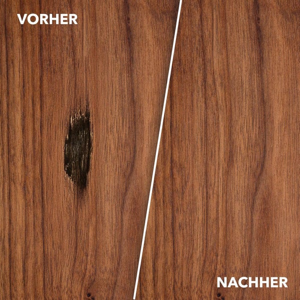 Vorher und nachher: Behandlung einer Holzoberfläche