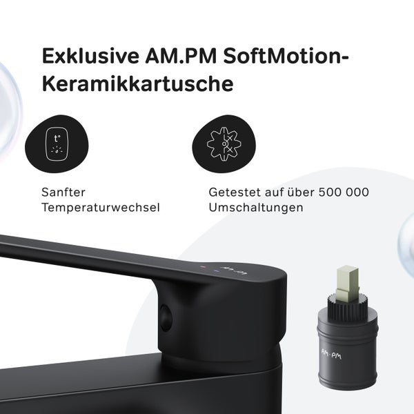 AM.PM Waschtischarmatur mit Einhebelmischer mit Klick-Ablaufgarnitur FTA82222 Hit Schwarz matt