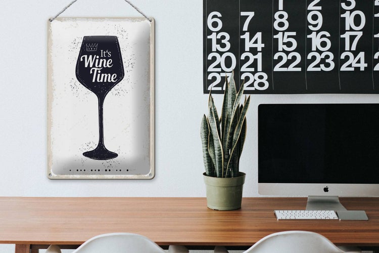Blechschild Spruch Wein It´s Wine Time 20x30cm