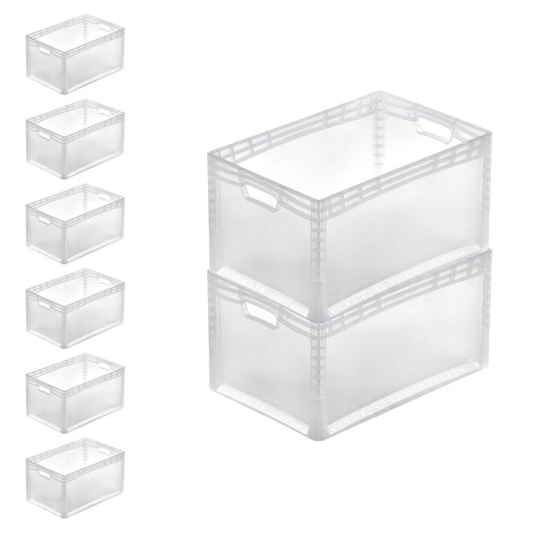 PROREGAL SuperSparSet 6x Transparenter Eurobehälter LightLine mit Offenem Griff  HxBxT 32 x 40 x 60 cm 6,6 Liter Eurobox Transportbox