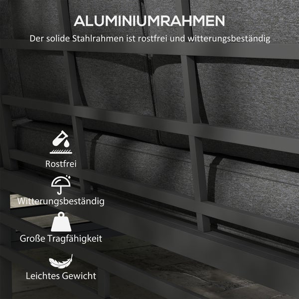 Outsunny 5-tlg. Gartenmöbel-Set, 155L x 70B x 76,5H cm, Aluminium, Polyester, grau