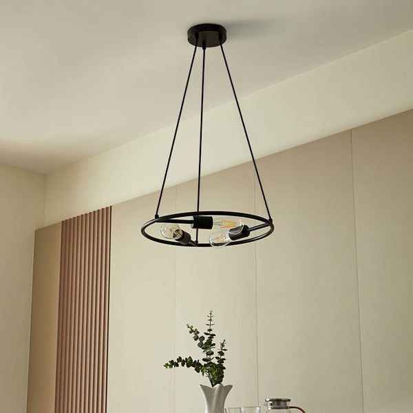 Lucande Pendelleuchte Linnard (Design, Modern) in Schwarz aus Metall (3 flammig E27) - Design-Hängeleuchte Esstischlampe Hängelampe Hängeleuchte Wohnzimmerleuchte