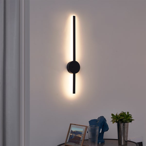 Moderne Wandleuchte Schwarz 60cm inkl. LED Dimmbar - Clockwise