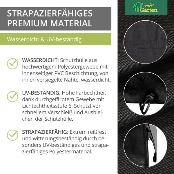 Mehr Garten - Premium Tischtennisplatte-Schutzhülle: 165(B)x40/80(T)x185(H) cm I Robuste Abdeckung für Tischtennisplatte wasserdicht & wetterfest (Oxford 600D Gewebe) I Tischtennis-Hülle I Schwarz