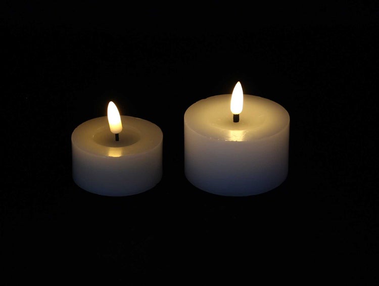 FRANK FLECHTWAREN | LED-Kerze White, 2er Set, WACHS, KUNSTSTOFF, 6 x 6 x 3 cm, 7,5 x 7,5 x 4 cm