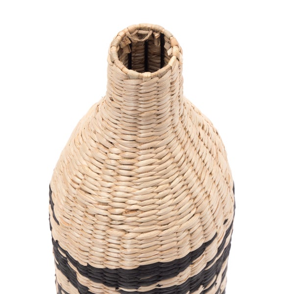 Vase Raya  60  cm, geflochtenes Stroh natur-schwarz