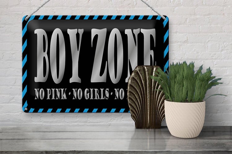 Blechschild Spruch 30x20cm Boy Zone no pink girls no drama