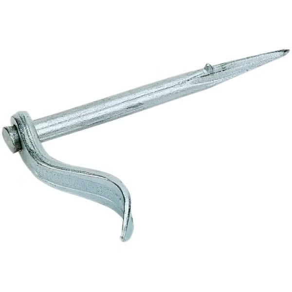 Verzinkter Hakennagel aus Metall zur Befestigung von Rohren oder Dachrinnenzubehör.