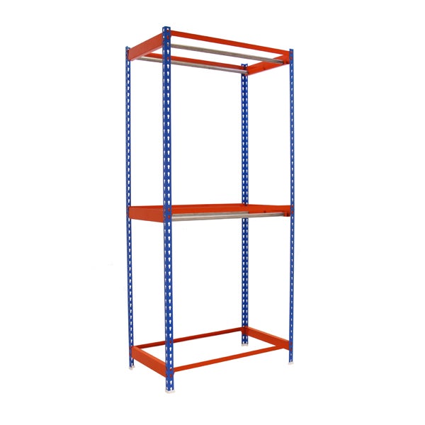 PROREGAL Kleiderstangenregal Metal Doppel HxBxT 300 x 90 x 75 cm Blau/Orange Kleiderständer Garderobe Klamottenregal Stangenregal Regal