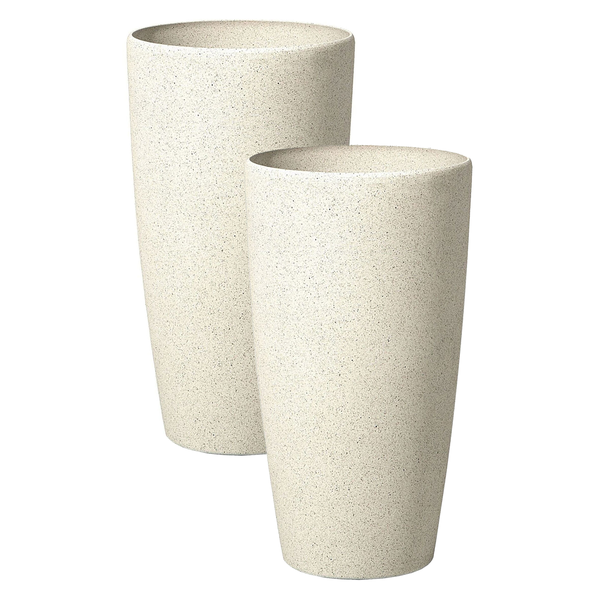 Set mit 2 Blumentöpfen ABDERA 23 cm Hellbeige