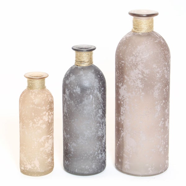 FRANK FLECHTWAREN | Dekovase Herzchen, 3er Set, GLAS, Ø 5 x 16 cm, Ø 7 x 20 cm, Ø 9 x 26 cm, nicht spülmaschinenfest