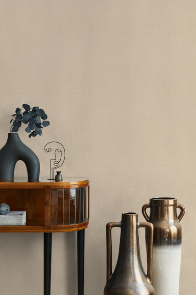 Tapete Beige Struktur Vliestapete Modern für Schlafzimmer Wohnzimmer oder Küche Made in Germany 10,05 x 0,53m