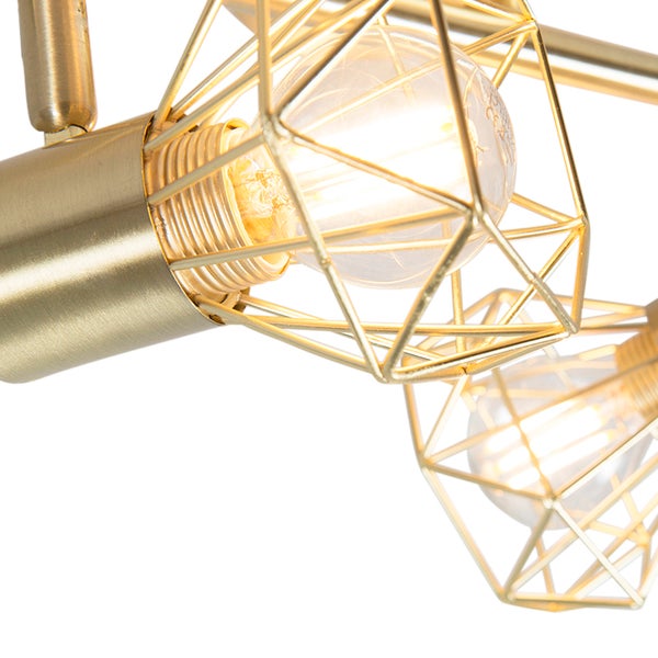 Detailaufnahme einer Deckenleuchte mit geometrischem Lampenschirm