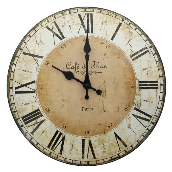 FRANK FLECHTWAREN | Wanduhr Café de Flore, METALL, Ø 34 x 4 cm, ohne Batterie