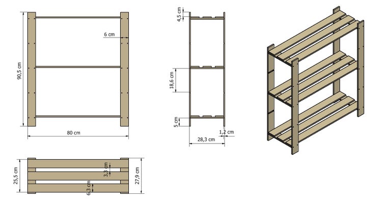PROREGAL Holzregal Pinepeak HxBxT 90 x 80 x 28 cm 3 Fachboden 1,2 cm Dickes Kiefernholz Braun