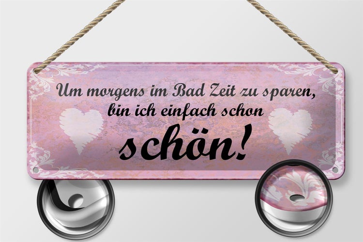 Blechschild Spruch 27x10cm ich bin einfach schon schön Dekoration