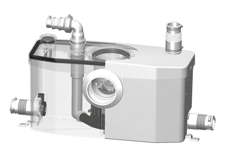 Abbildung der Maße einer Abwasserhebeanlage