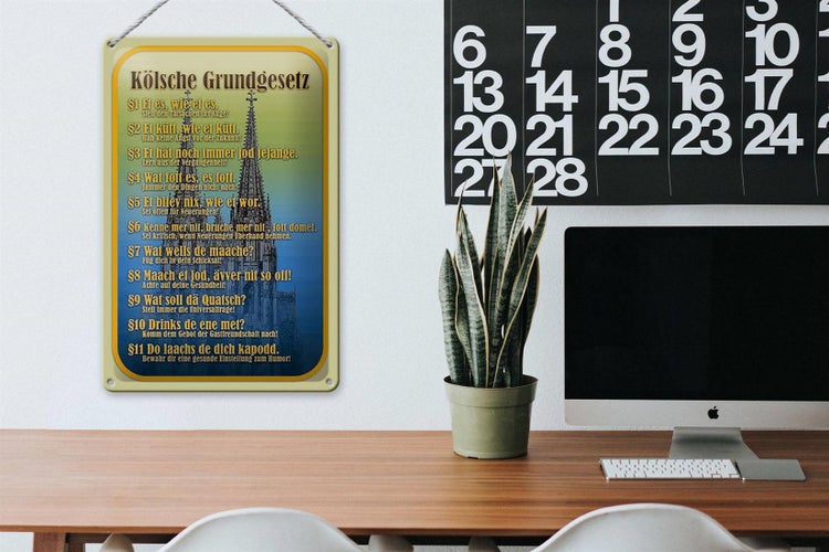 Blechschild Spruch 20x30cm Kölsche Grundgesetz wat fott es