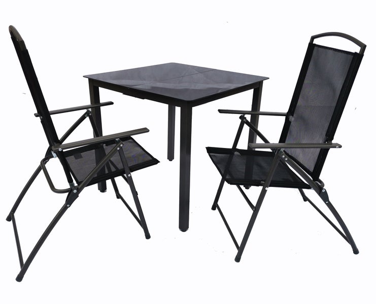 3-tlg Sitzgruppe Gartenmöbel Tisch Stühle Set 80S