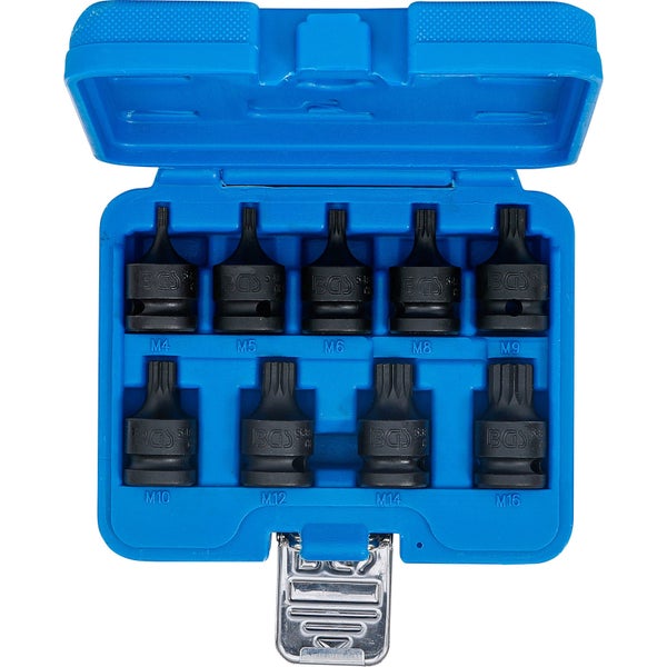BGS Kraft-Bit-Einsatz-Satz Antrieb Innenvierkant 12,5 mm (1/2) Innenvielzahn (für XZN) M4 - M16 9tlg. - 5487