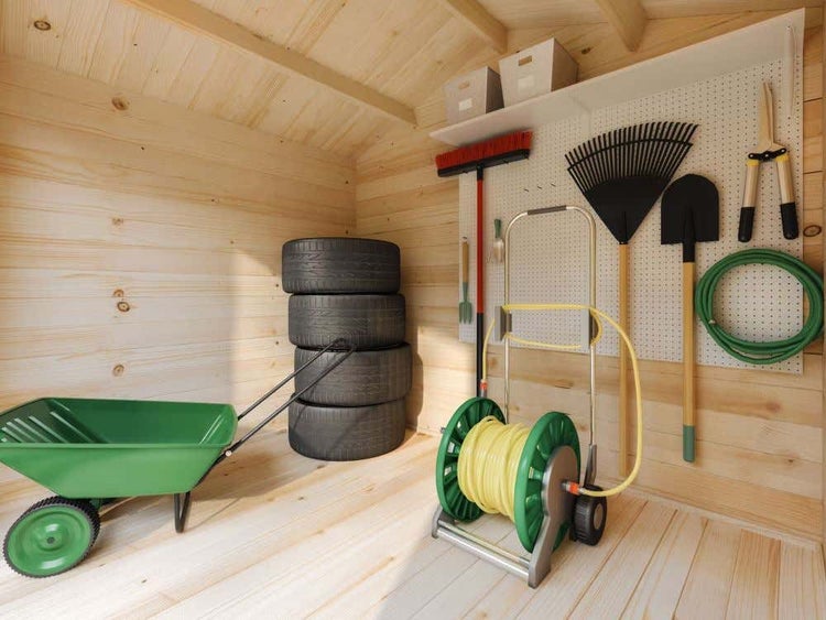 Alpholz Gerätehaus Sven Gartenhaus aus Holz, Holzhaus mit 28 mm Wandstärke Blockbohlenhaus, Naturbelassen