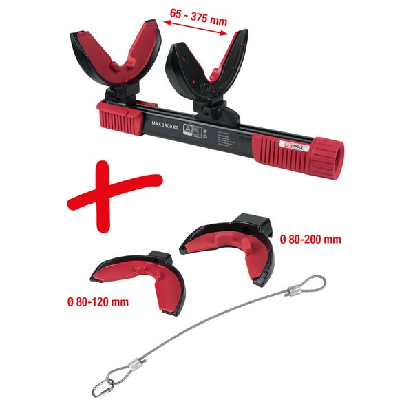 Rohrhalter mit einem Durchmesser von 80 bis 200 Millimeter und von 80 bis 120 Millimeter sowie ein Drahtseil