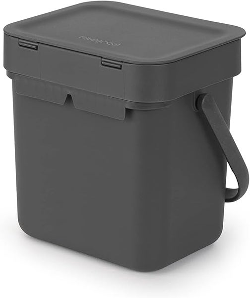 Brabantia Abfallsammler Mit Stay Open Deckel 3 Liter HxBxT 17,4 x 18,8 x 13,9 cm Kunststoff Dunkelgrau