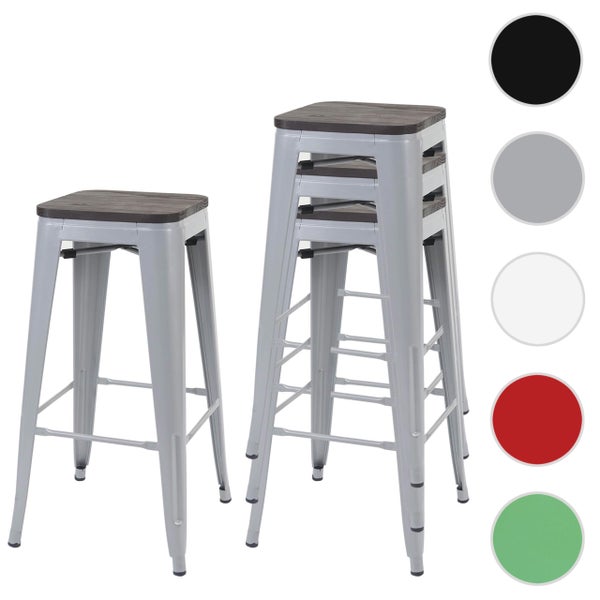 Barhocker aus Metall mit Holzsitz