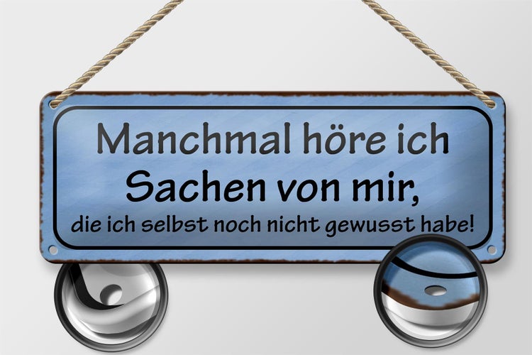 Blechschild Spruch 27x10cm manchmal höre ich Sachen von mir Dekoration
