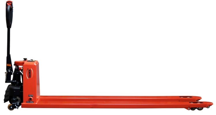 Scheffer Gabelhubwagen mit einer maximalen Last von 2000 Kilogramm.