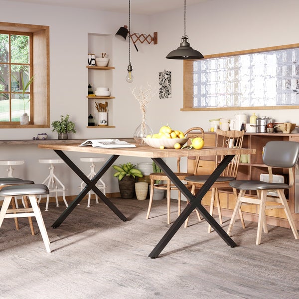 HOMCOM 2 Stück Tischbeine aus Stahl Tischgestell Tischfüße für Couchtisch Esstisch Schreibtisch in X-Form 72cm Schwarz