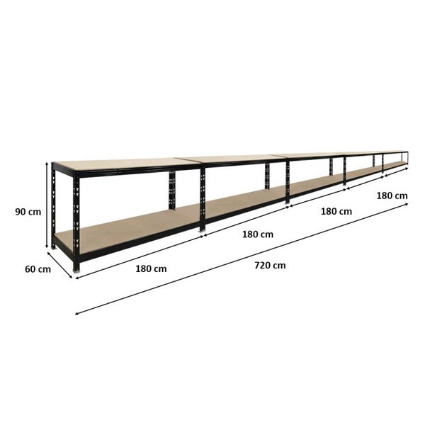 PROREGAL Mega Deal 5X Werkbank Tiger | 300 kg pro Fachboden | HxBxT 90x140x60cm | Schwarz