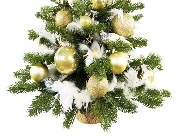 Dekorierter künstlicher Weihnachtsbaum NEGATIVE CHRISTMAS II 60 cm grün mit LED-Licht im Topf