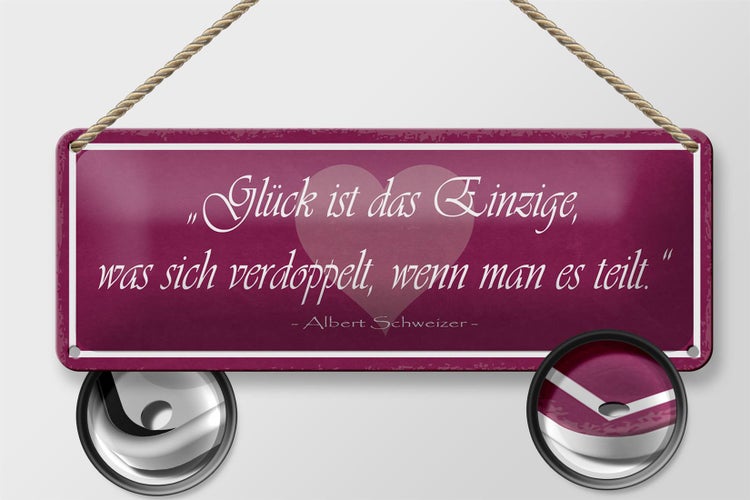 Blechschild Spruch 27x10cm Glück verdoppelt wenn man teilt Dekoration