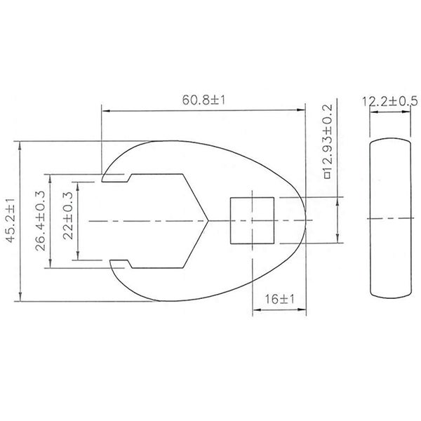 BGS Hahnenfußschlüssel Antrieb Innenvierkant 12,5 mm (1/2) SW 26 mm - 1757-26