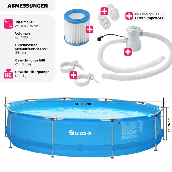 Swimming Pool tectake Summertime rund 360 x 76 cm