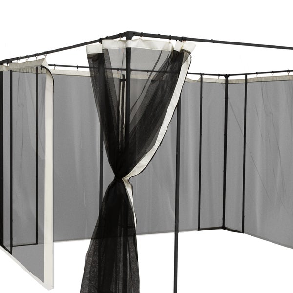 Outsunny Moskitonetz für 3x4 m Pavillon, 4 Seitenteile Fliegennetz mit Haken, 352L x 207H cm, Nylon-Mesh, Schwarz