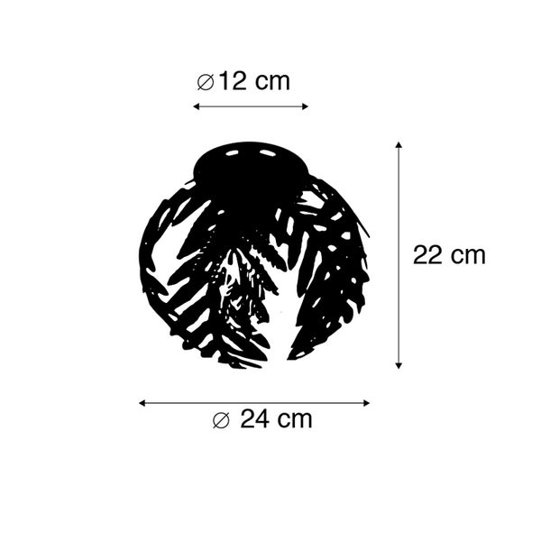 Abmessungen einer Wandleuchte: 12 cm Durchmesser oben, 24 cm Durchmesser unten, 22 cm Höhe