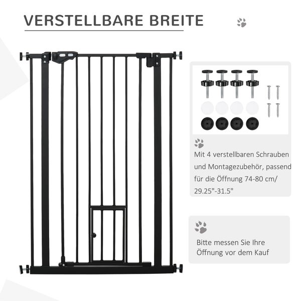 PawHut Schutzgitter, 74-80L x 3,5B x 104,1H cm, Stahl, Kunststoff, Schwarz