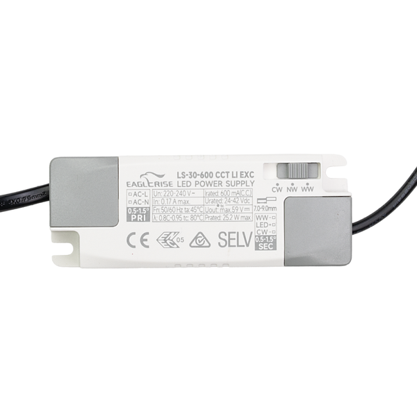 Eaglerise LED-Netzteil LS-30-600 CCT LI EXC für Beleuchtung mit integriertem Wahlschalter für die Farbtemperatur.